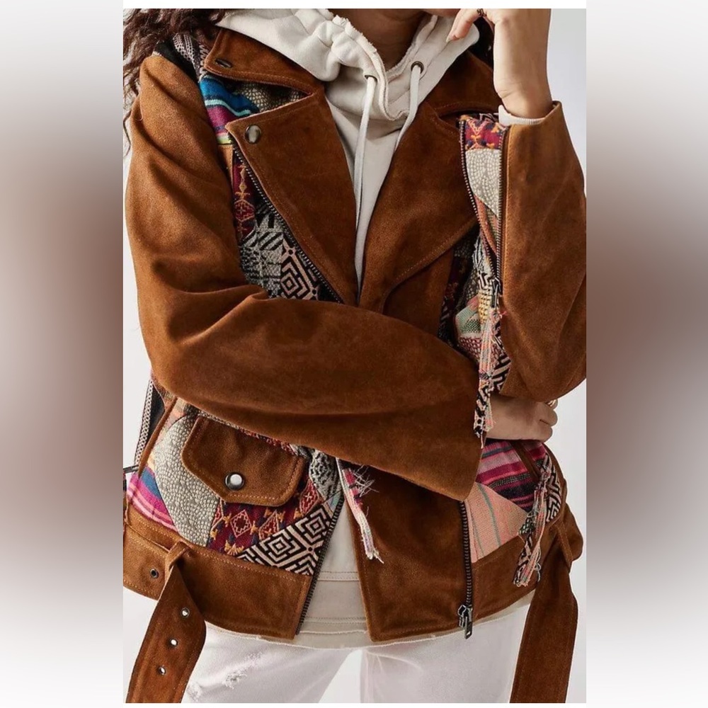 NWOT We The Free Vintage Style Cow Leather Jacket. S. Rare! $950 - Picture 7 of 15